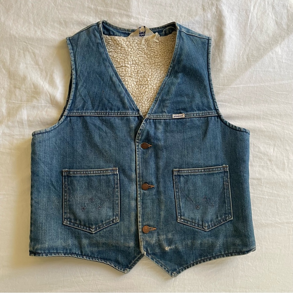 Vintage 70’s Wrangler sherpa lined denim vest